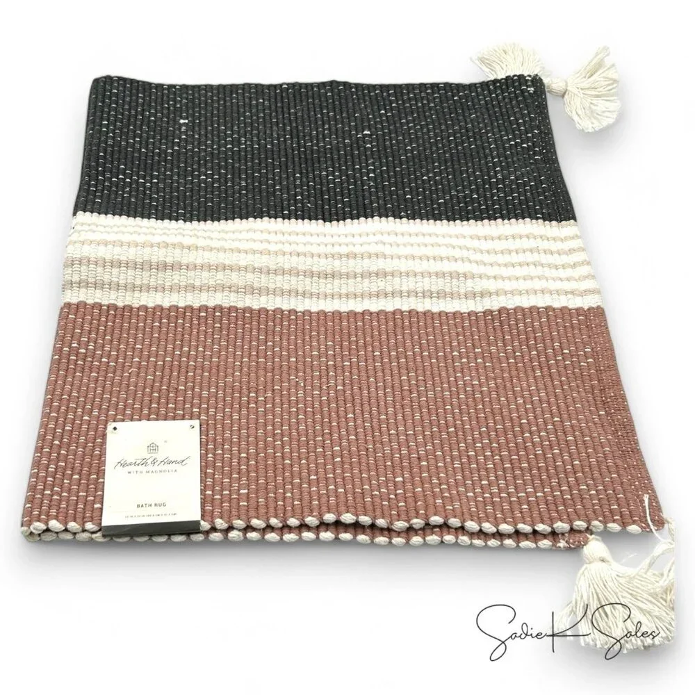 Colorblock Tassel Bath Rug - Hearth‎ & Hand Magnolia - Copper Cream Gray